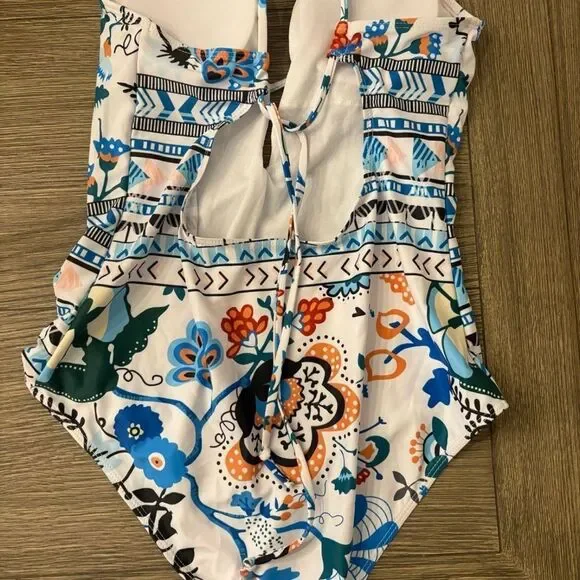 Boho Print Plunge One Piece Swimsuit - Picture 3 of 5